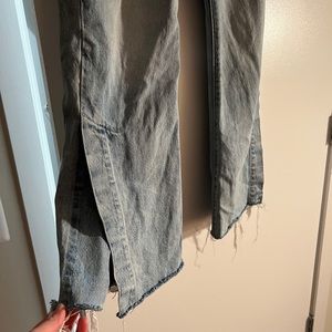 Light wash Levi’s high rise split flare jeans